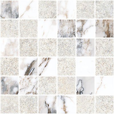 Marble-Stone Белый Матовый-Лаппато Ректификат (5х5) 30х30