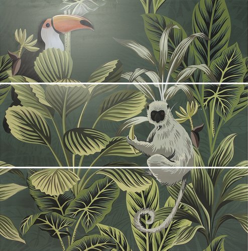 Декор APE  Set (3) Def Toucan Green 40х120