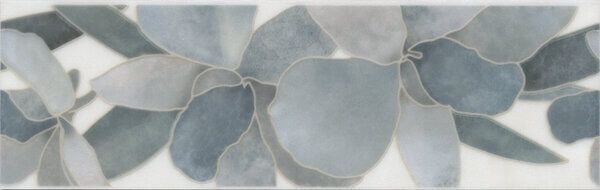Kerama Marazzi Бордюр Стеллине Цветы серый горизонталь 6,3x20 / Основное большое изображение