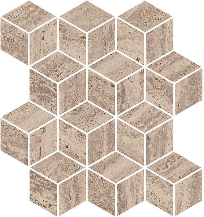 Kerama Marazzi KMD2MSM017BR Про Травертин мозаичный бежевый тёмный матовый обрезной 34,5x37x0,9 декор / Основное большое изображение