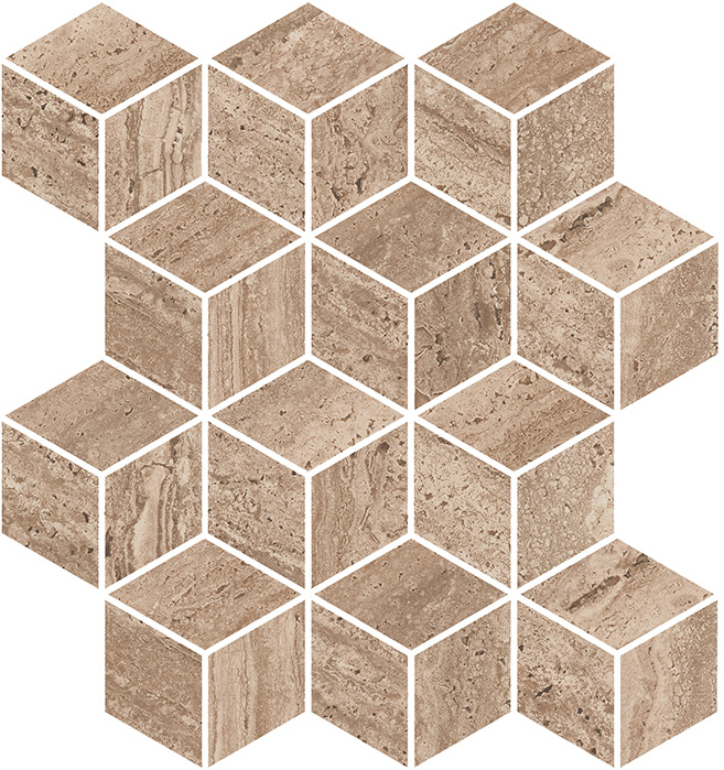 Kerama Marazzi KMD2MSM018BR Про Травертин мозаичный коричневый светлый матовый обрезной 34,5x37x0,9 декор / Основное большое изображение